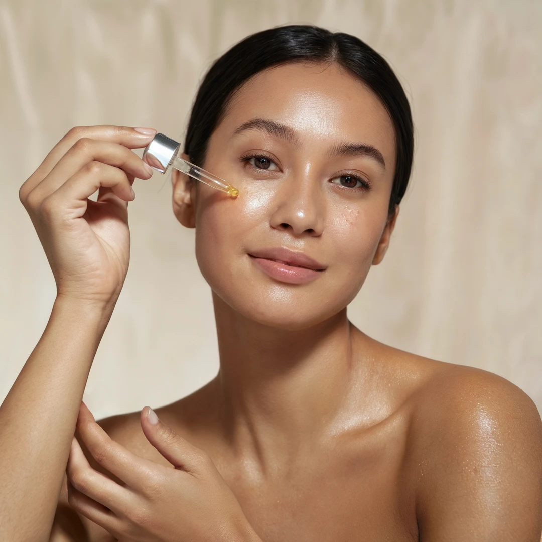 Naturaly beautiful woman applying Lumiessa Limitless Dry Oil